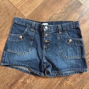 Low rise Y2K button fly denim shorts